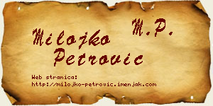 Milojko Petrović vizit kartica